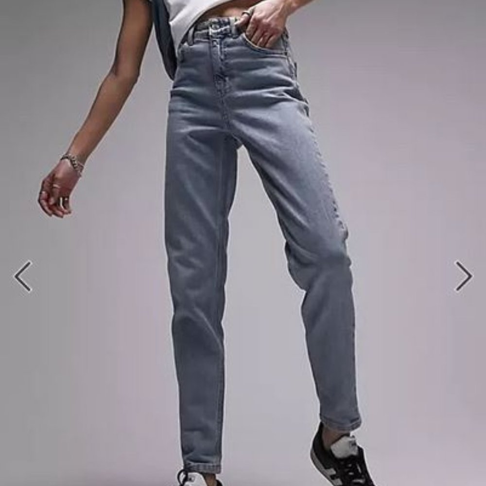 Topshop comfort stretch Mom jeans in bleach W30 L32